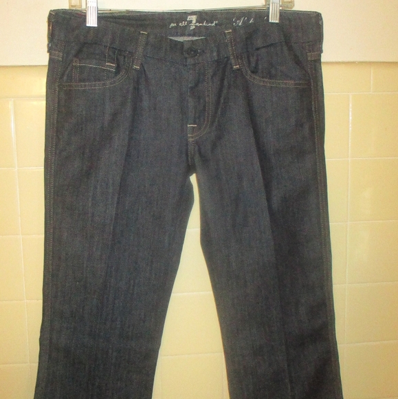 New HTF: 7 Mankind Swirl Embroidered CRYSTAL A Pocket Bootcut Jeans 30 x 34 Dark - Picture 11 of 16